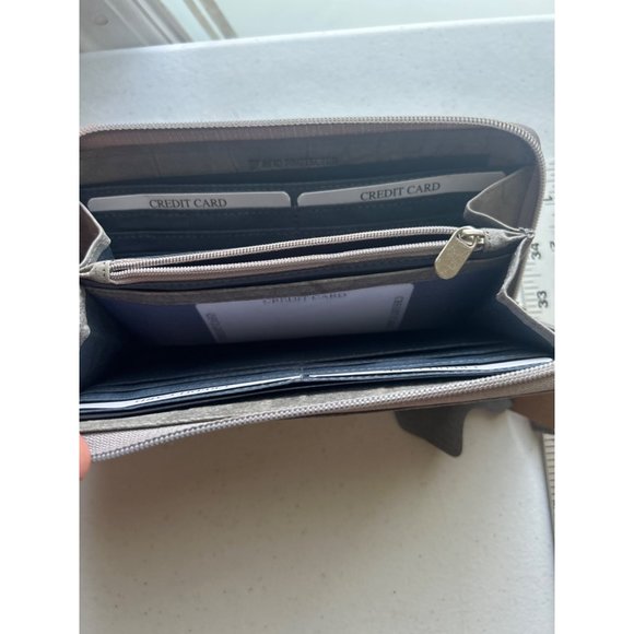 Union Code Gray Leather RFID Data Safe Zip Around Wallet - Picture 5 of 5